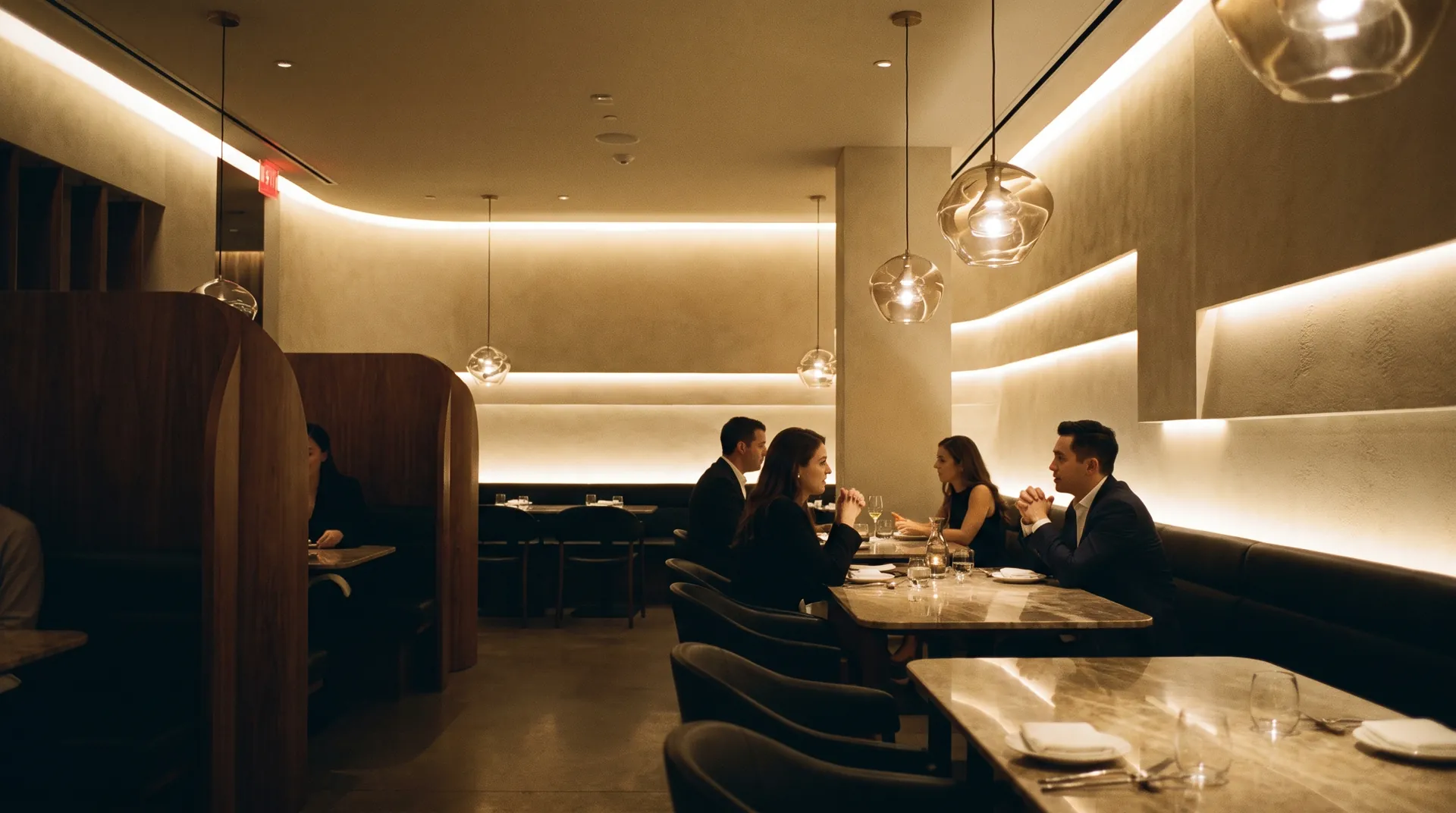 Brunch calm to midnight buzz.