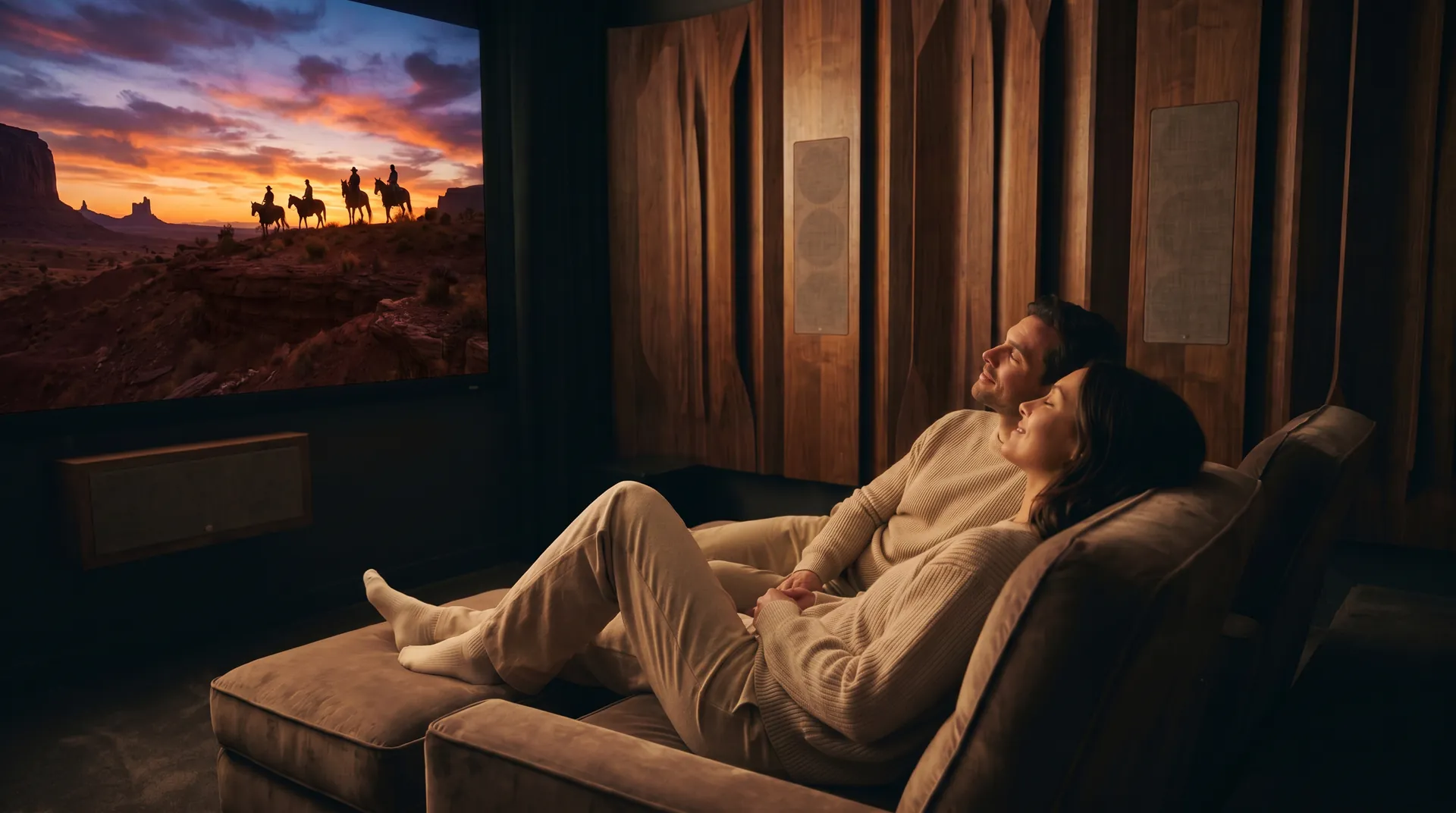 A couple enveloped in surround sound